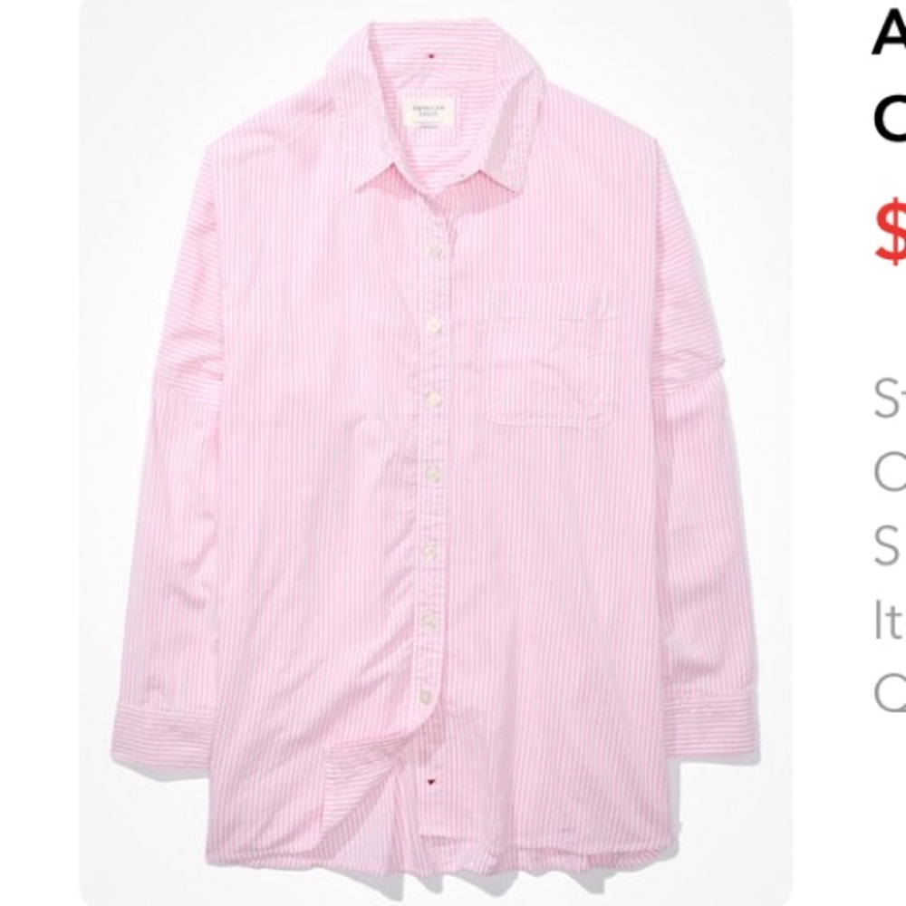 american eagle pink striped button down